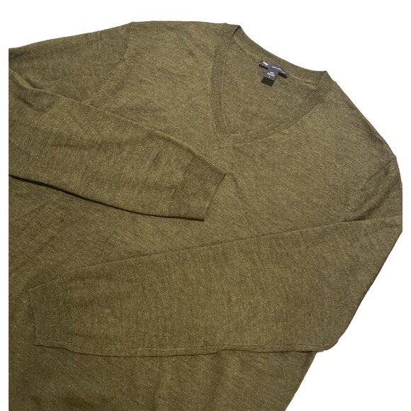 Gap Other - Gap Sweater Men's Size L Olive Green 100% Italian Merino Wool V-Neck Classic